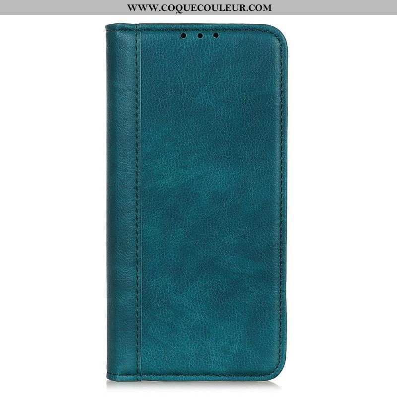 Flip Cover Moto G200 5G Version Cuir Litchi Fendu