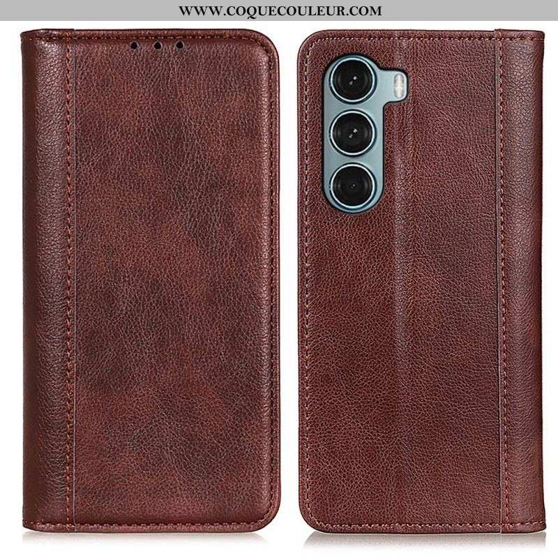 Flip Cover Moto G200 5G Version Cuir Litchi Fendu