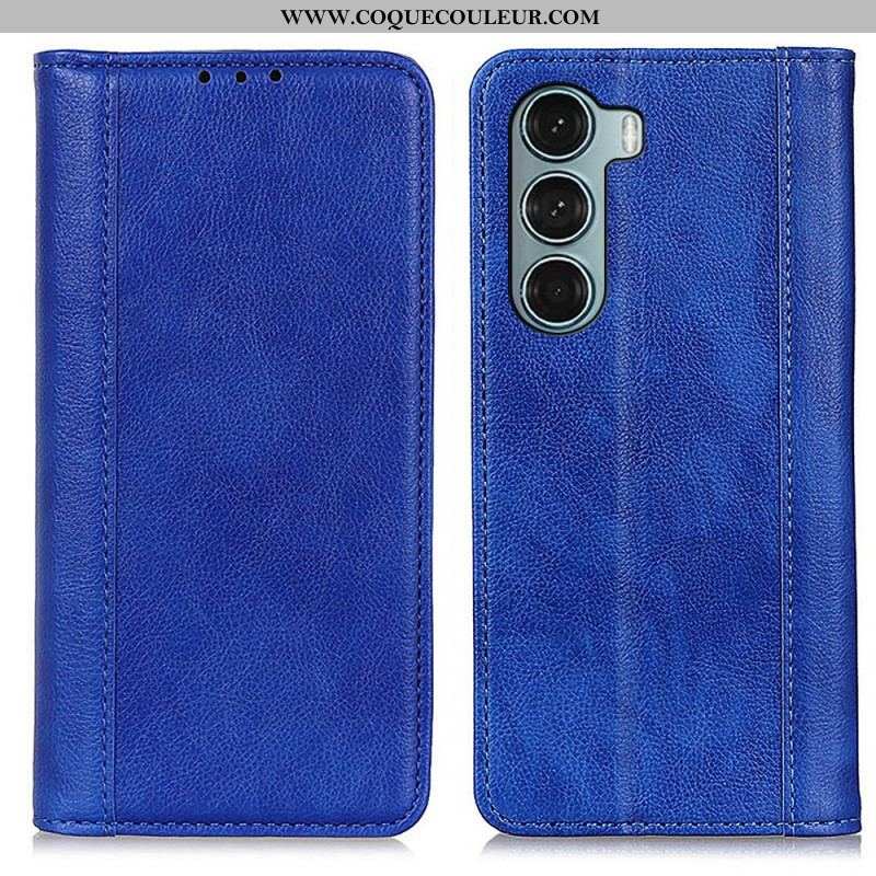 Flip Cover Moto G200 5G Version Cuir Litchi Fendu