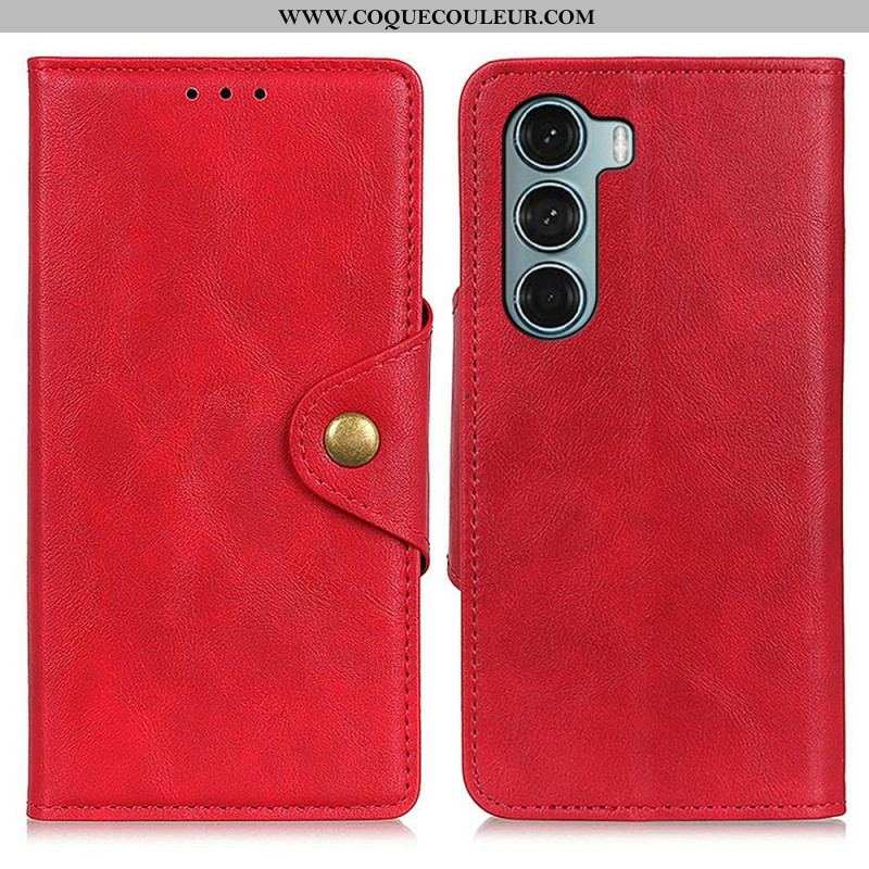 Housse Moto G200 5G Simili Cuir Vintage et Bouton