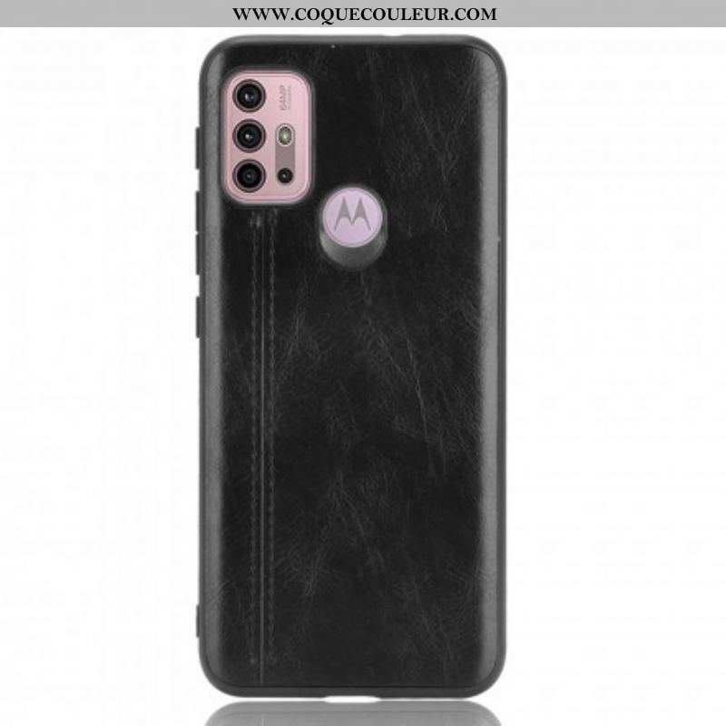 Coque Moto G30 / Moto G10 Effet Cuir Couture