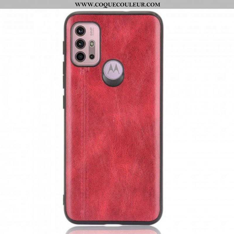 Coque Moto G30 / Moto G10 Effet Cuir Couture