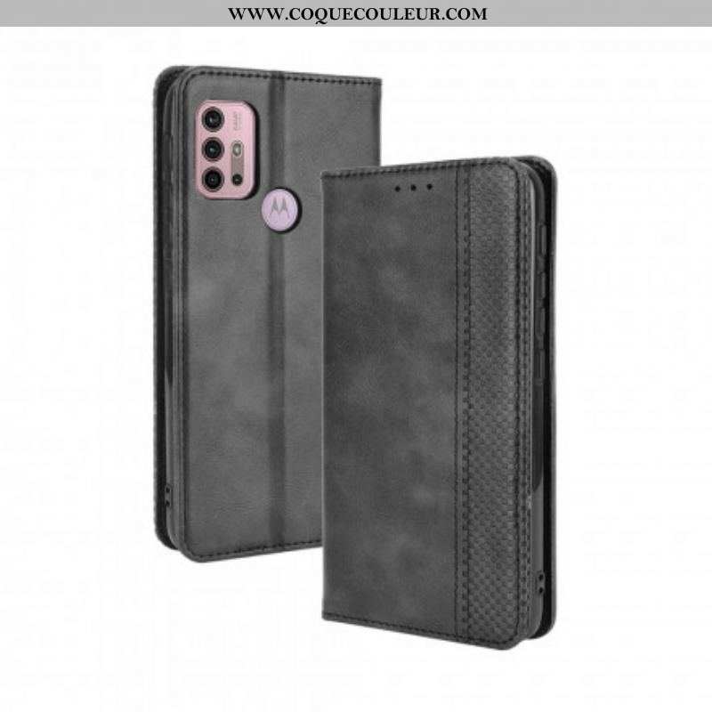 Flip Cover Moto G30 / Moto G10 Effet Cuir Vintage Stylisé