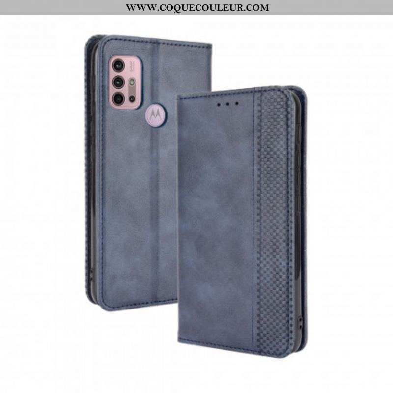 Flip Cover Moto G30 / Moto G10 Effet Cuir Vintage Stylisé