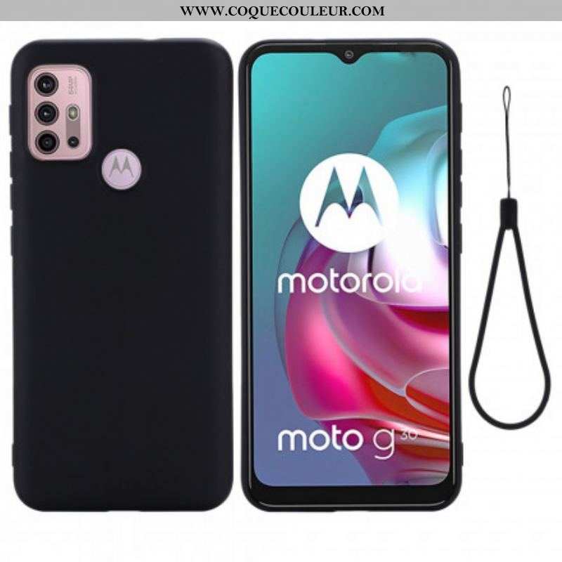 Coque Moto G30 / Moto G10 Silicone Liquide avec Lanière