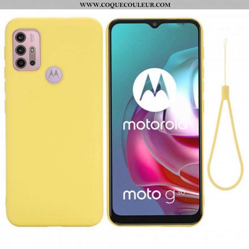 Coque Moto G30 / Moto G10 Silicone Liquide avec Lanière