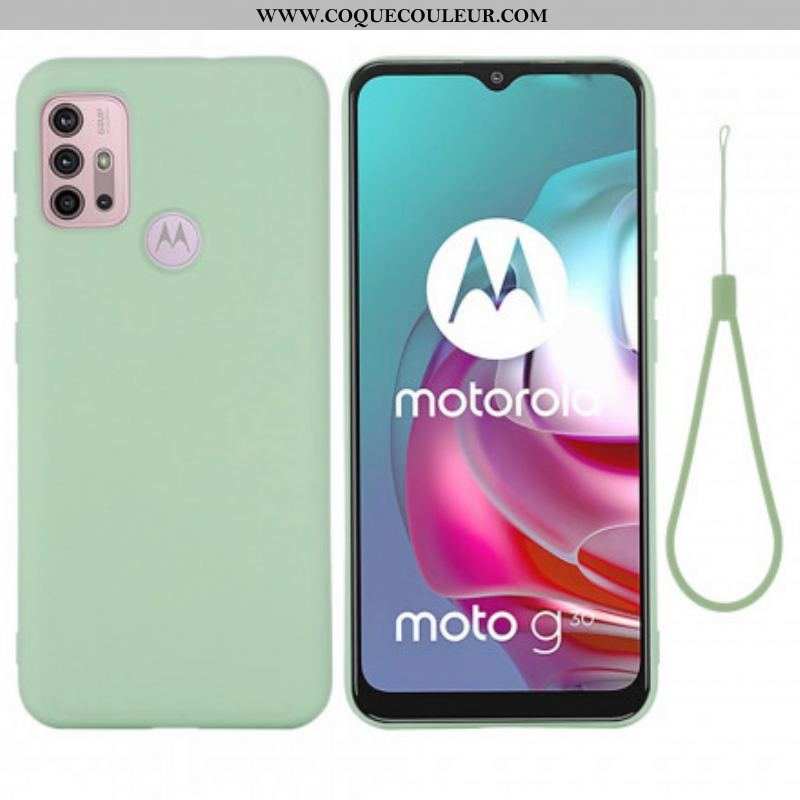 Coque Moto G30 / Moto G10 Silicone Liquide avec Lanière