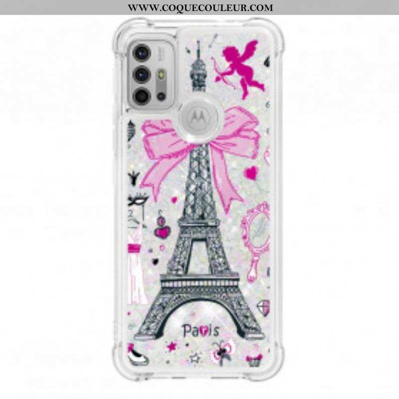 Coque Moto G30 / Moto G10 La Tour Eiffel Paillettes