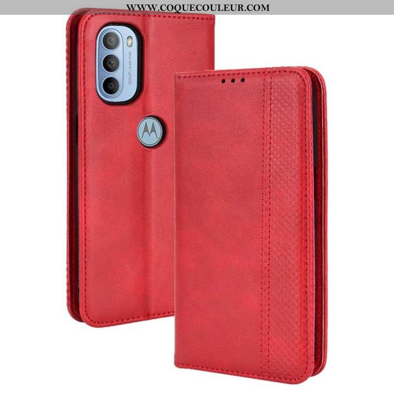 Flip Cover Moto G41 / G31 Effet Cuir Vintage Stylisé