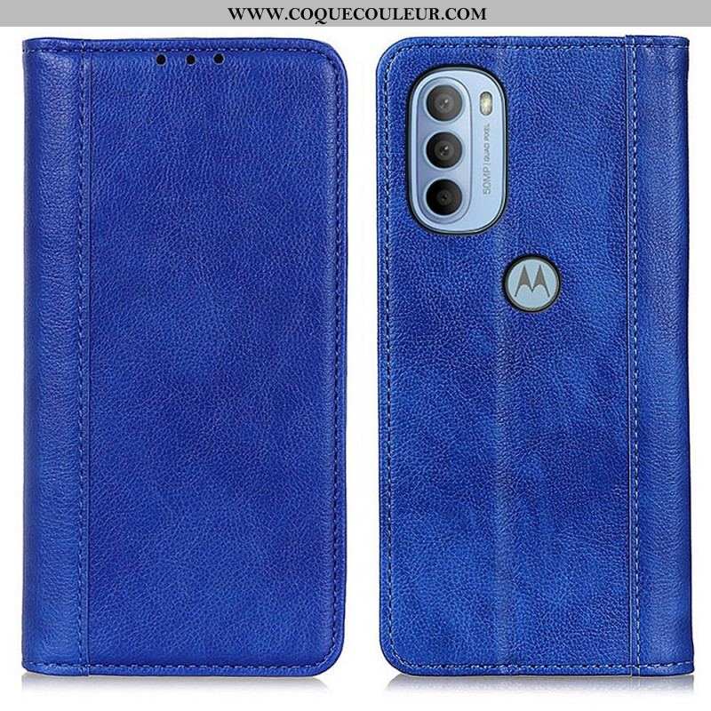 Flip Cover Moto G41 / G31 Cuir Litchi Fendu Élégance