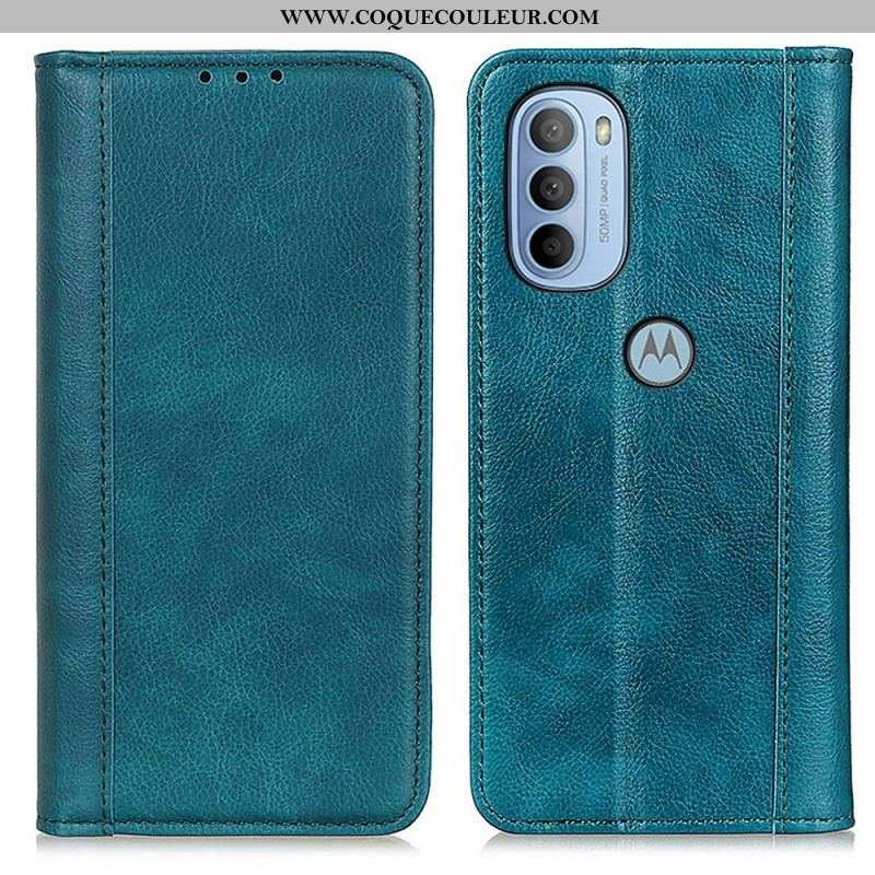 Flip Cover Moto G41 / G31 Cuir Litchi Fendu Élégance