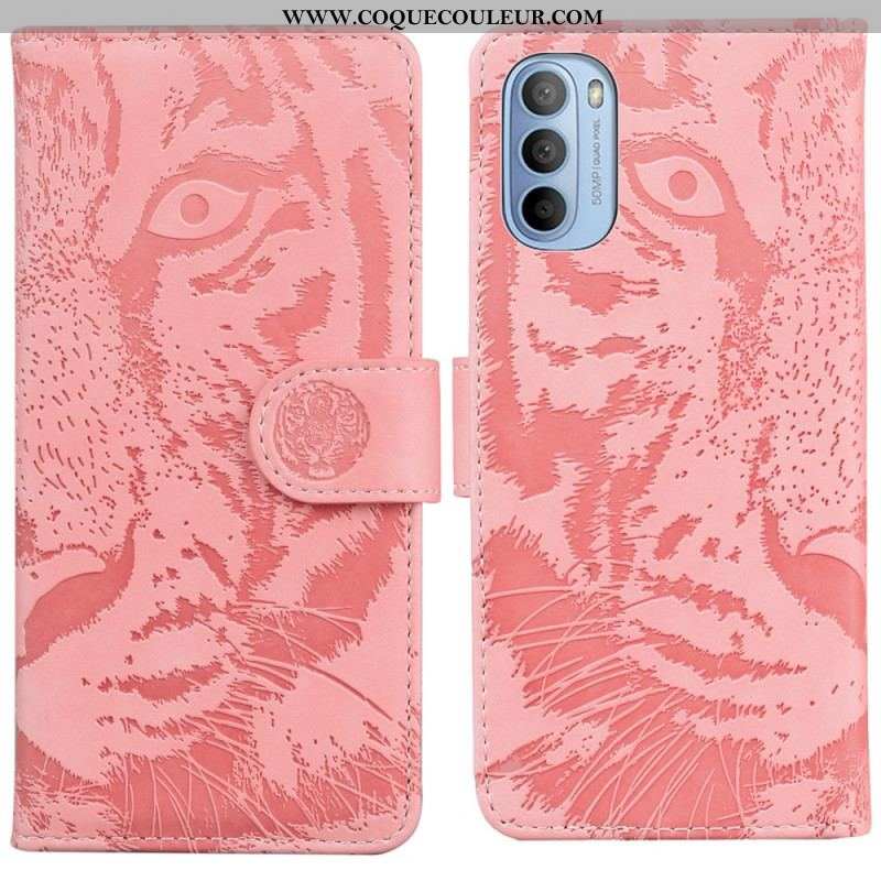 Housse Moto G41 / G31 Empreinte Face de Tigre