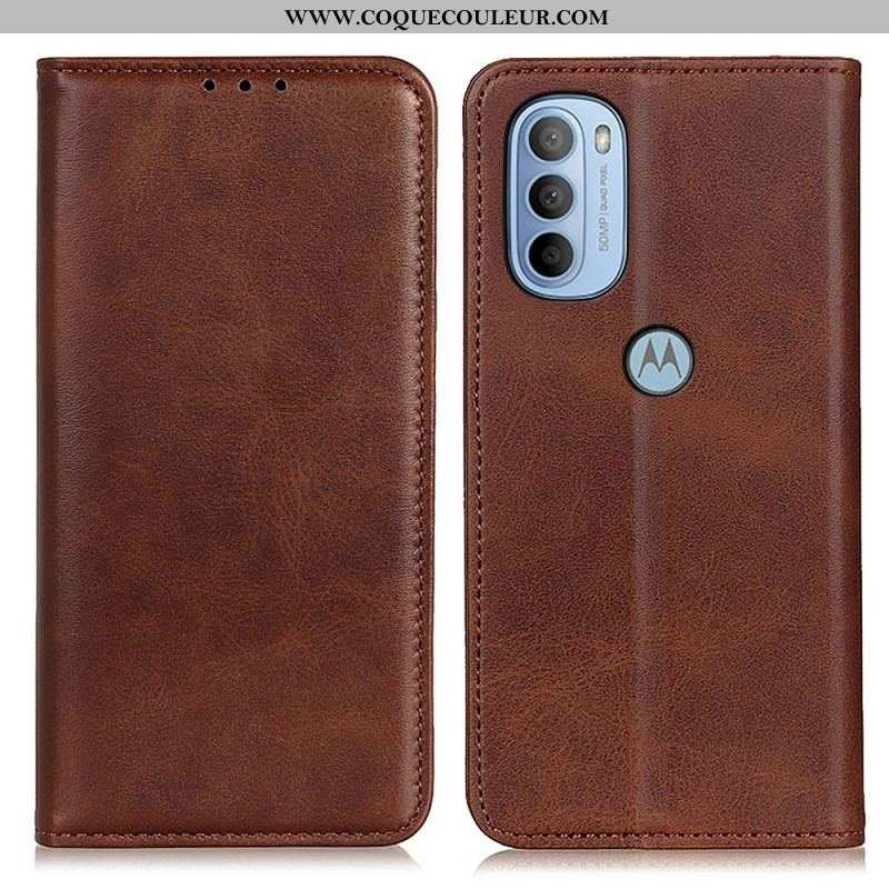 Flip Cover Moto G41 / G31 Cuir Litchi Fendu