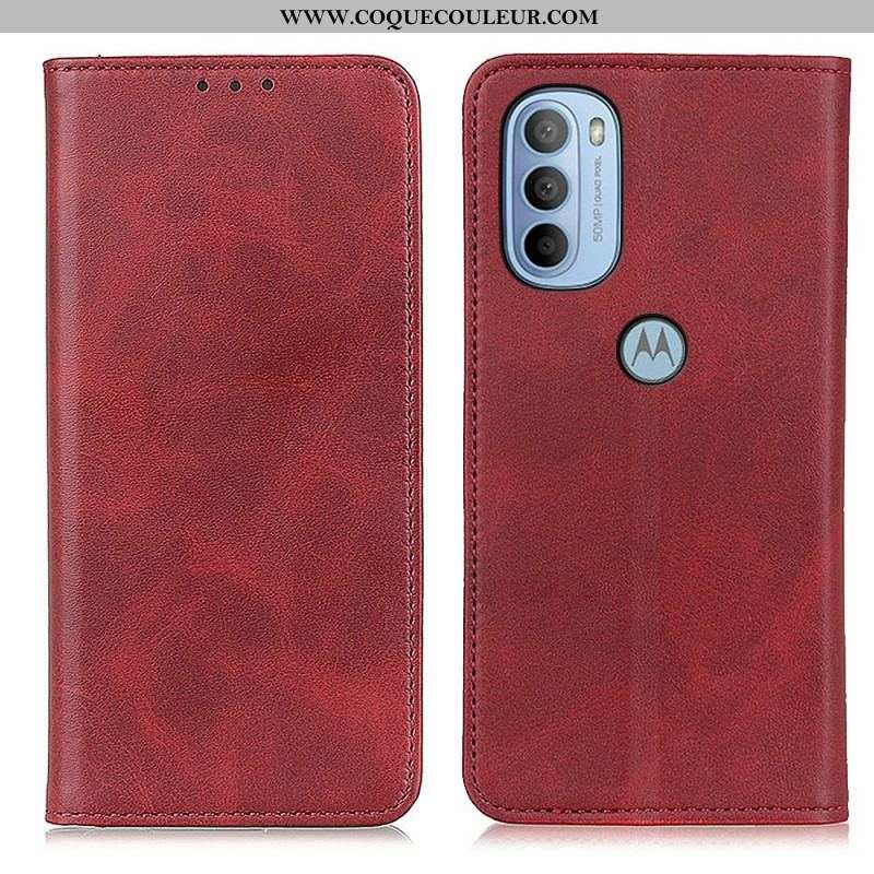 Flip Cover Moto G41 / G31 Cuir Litchi Fendu