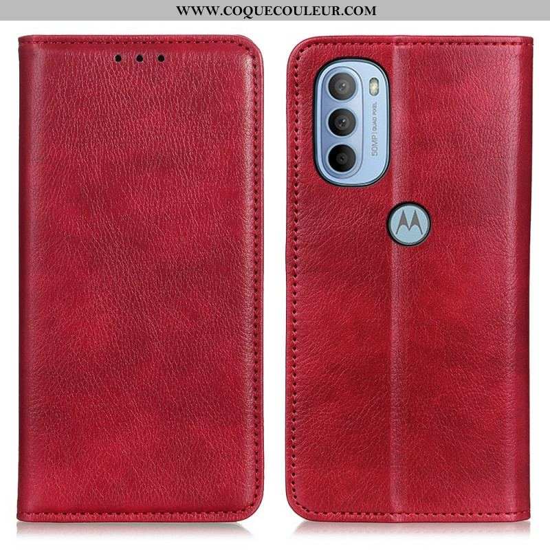 Flip Cover Moto G41 / G31 Cuir Fendu Mat