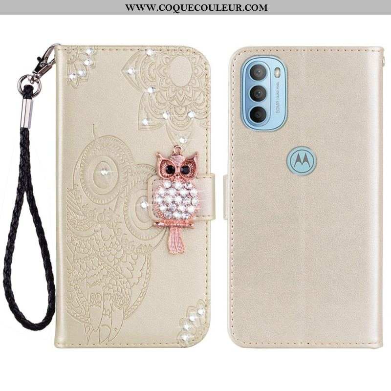 Housse Moto G41 / G31 Hibou Mandala et Breloque