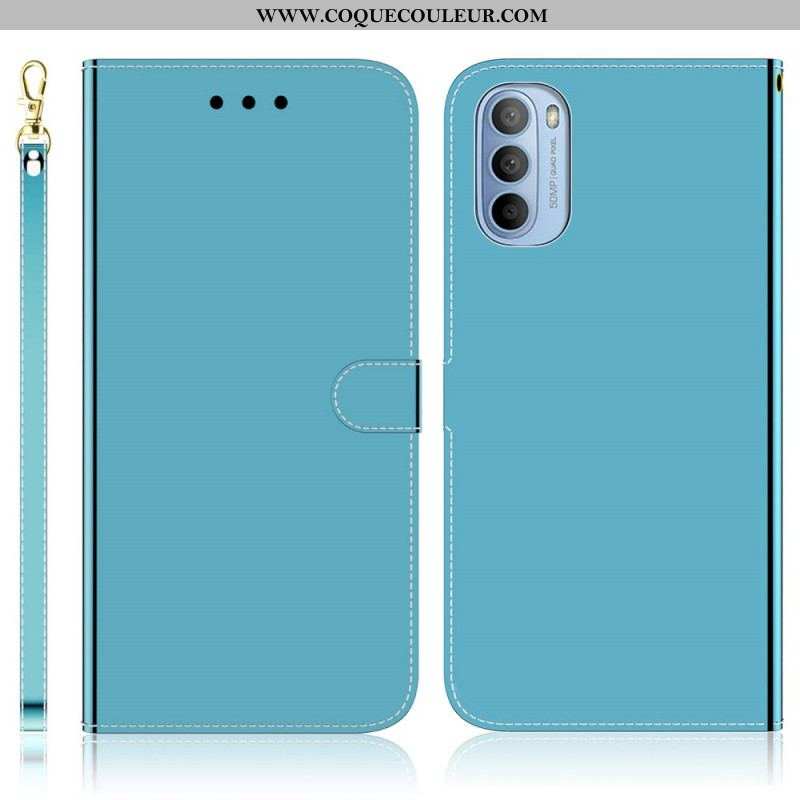 Housse Moto G41 / G31 Simili Cuir Couverture Miroir