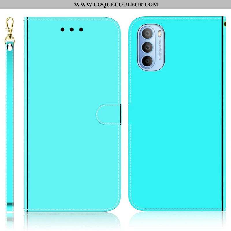 Housse Moto G41 / G31 Simili Cuir Couverture Miroir