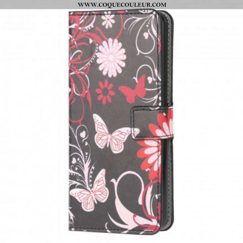 Housse Moto G50 Papillons et Fleurs