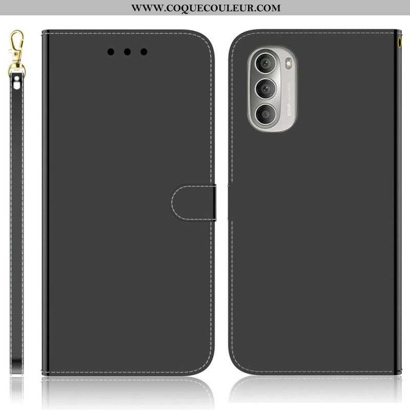 Housse Moto G51 5G Simili Cuir Couverture Miroir