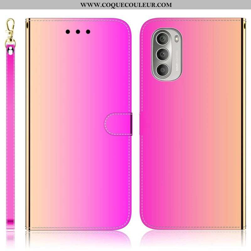 Housse Moto G51 5G Simili Cuir Couverture Miroir