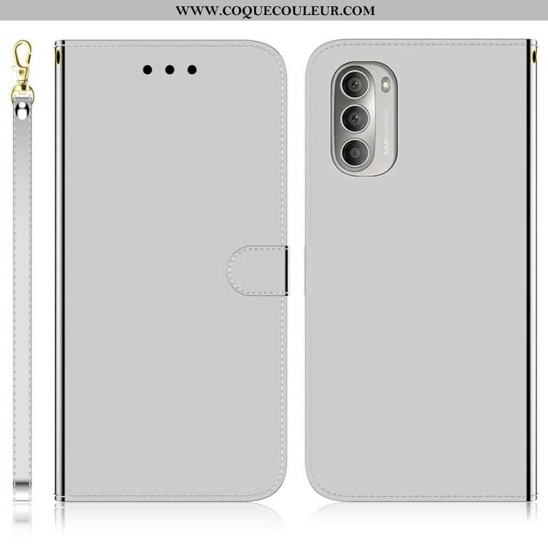 Housse Moto G51 5G Simili Cuir Couverture Miroir