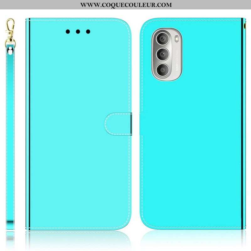 Housse Moto G51 5G Simili Cuir Couverture Miroir