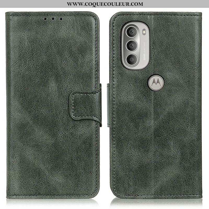 Housse Moto G51 5G Effet Cuir Fermoir Réversible