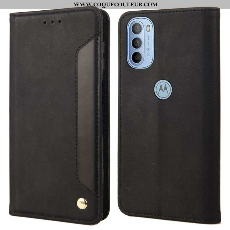 Flip Cover Moto G51 5G Effet Cuir Business Bicolore