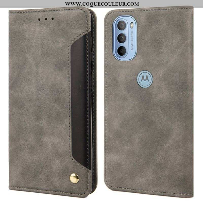 Flip Cover Moto G51 5G Effet Cuir Business Bicolore