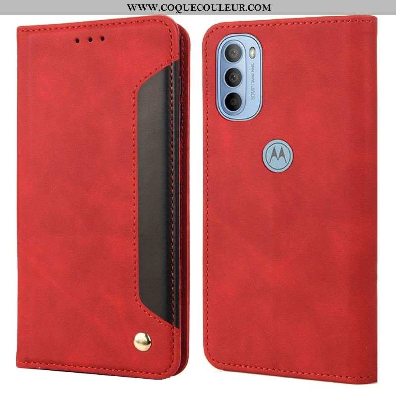 Flip Cover Moto G51 5G Effet Cuir Business Bicolore