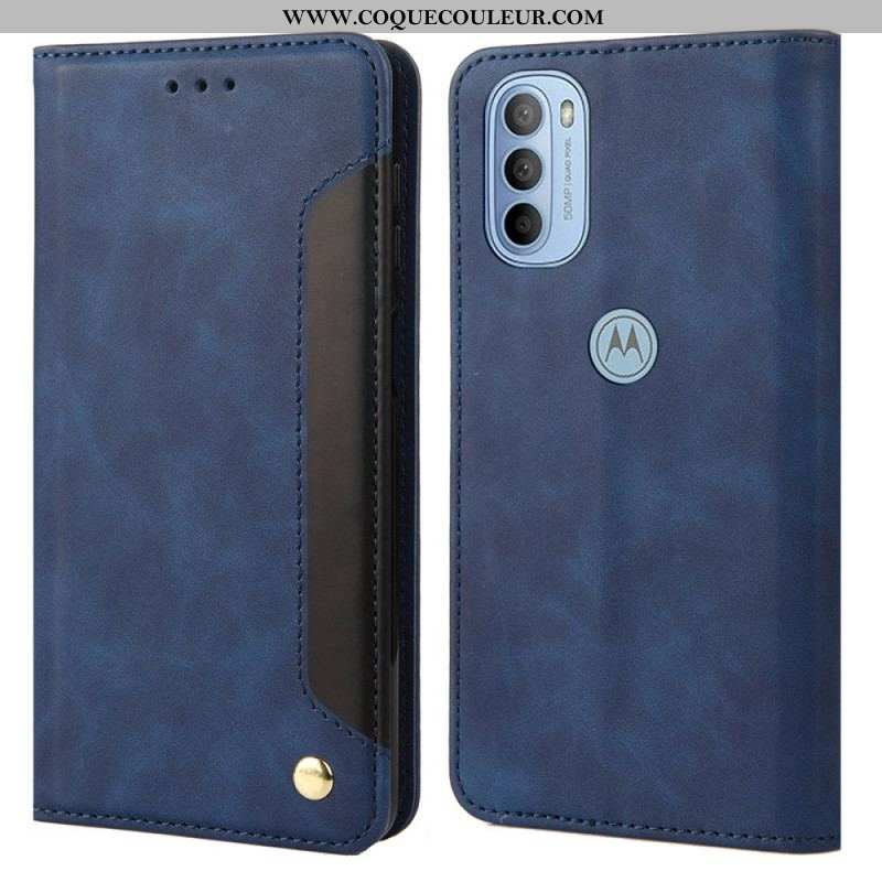 Flip Cover Moto G51 5G Effet Cuir Business Bicolore