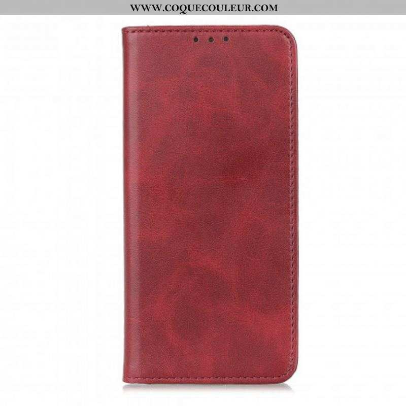 Flip Cover Motorola G60s Cuir Fendu Mat