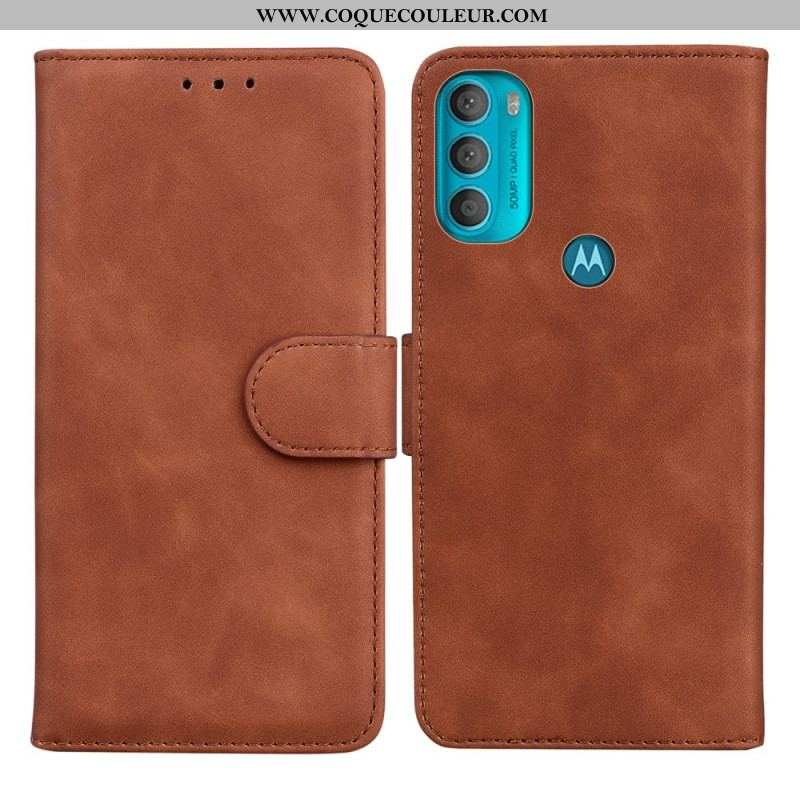 Housse Moto G71 5G Effet Cuir Monochrome