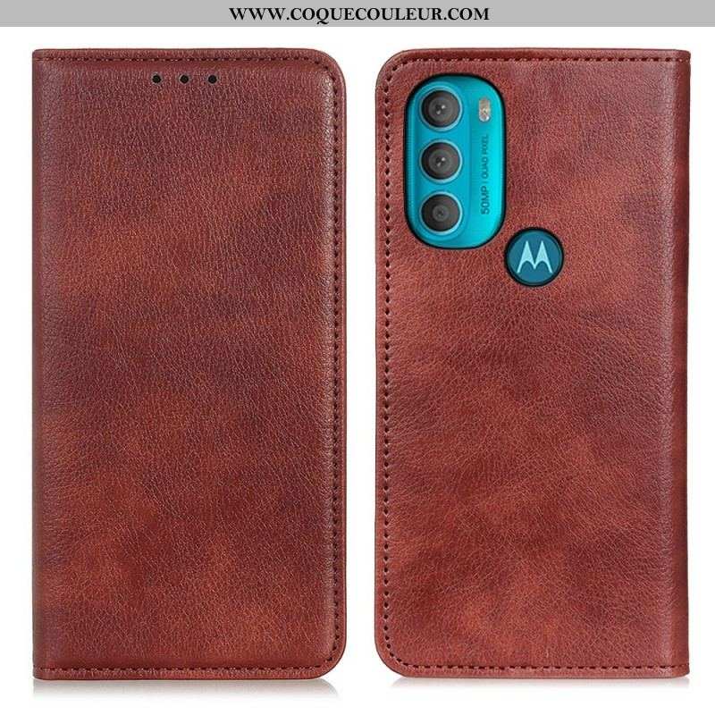 Flip Cover Moto G71 5G Cuir Fendu Texturé