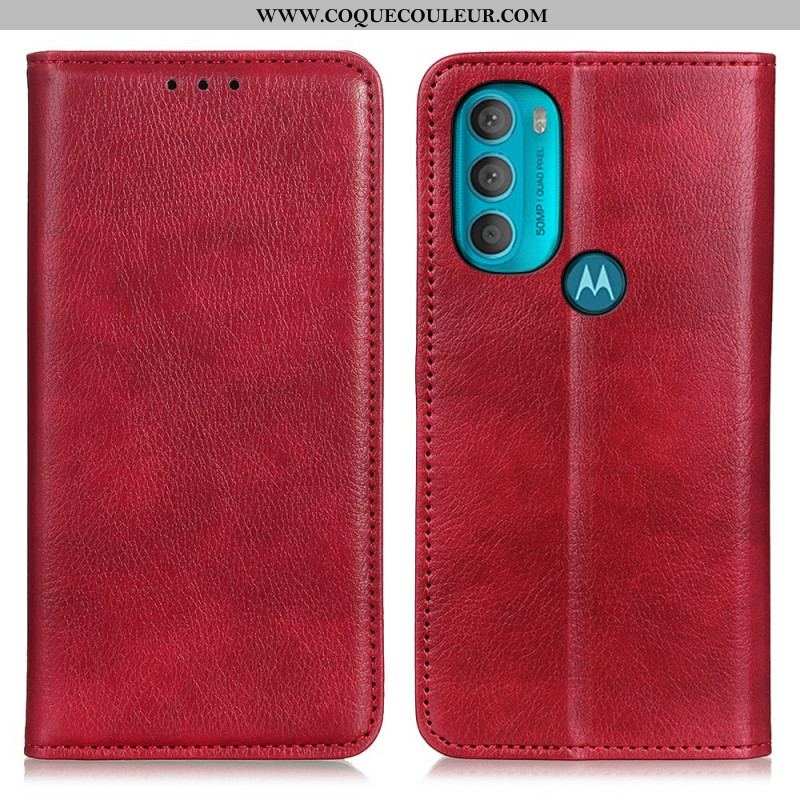 Flip Cover Moto G71 5G Cuir Fendu Texturé