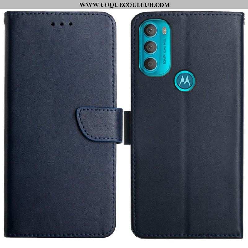 Housse Moto G71 5G Cuir Nappa Véritable