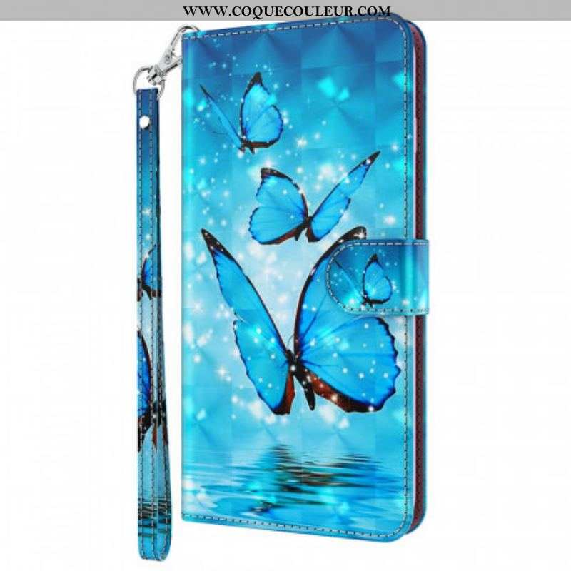 Housse Moto G71 5G Papillons Bleus Volants