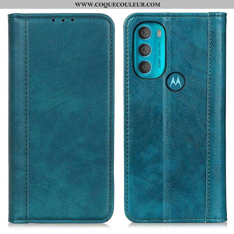 Flip Cover Moto G71 5G Cuir Litchi Fendu Élégance