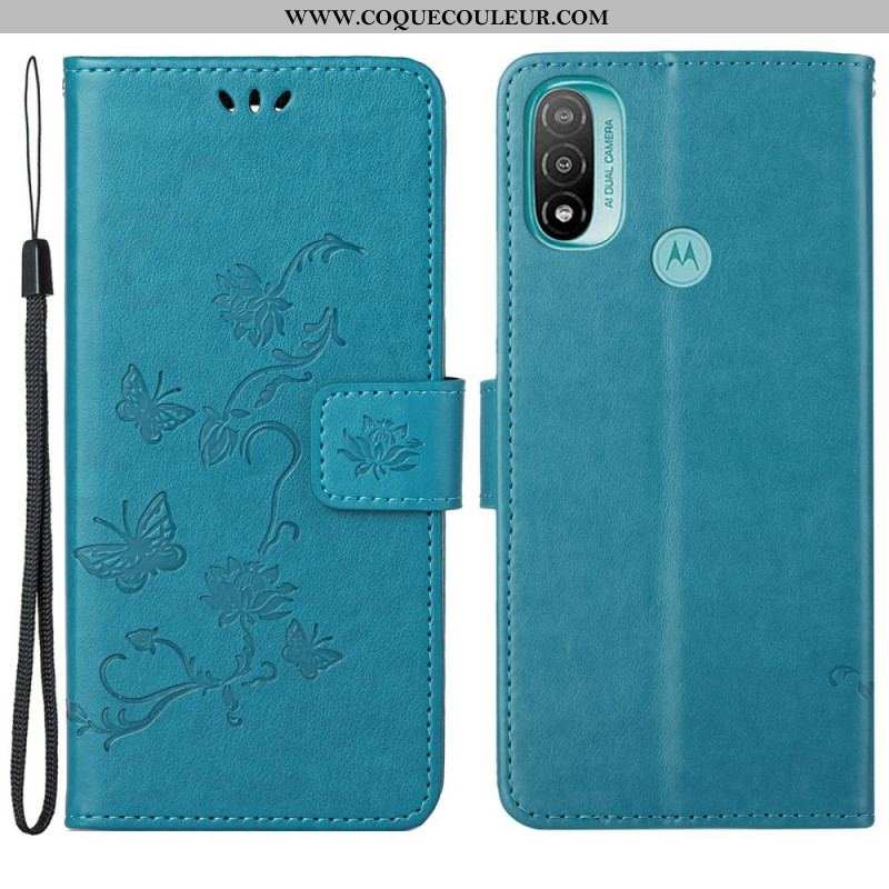 Housse Moto G71 5G Papillons et Fleurs D'Asie