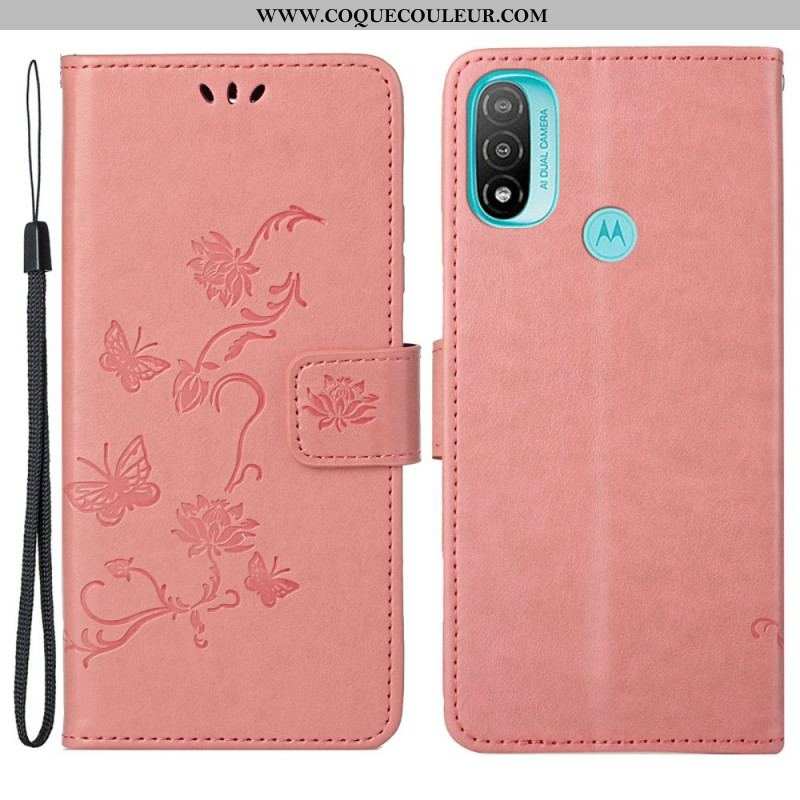 Housse Moto G71 5G Papillons et Fleurs D'Asie