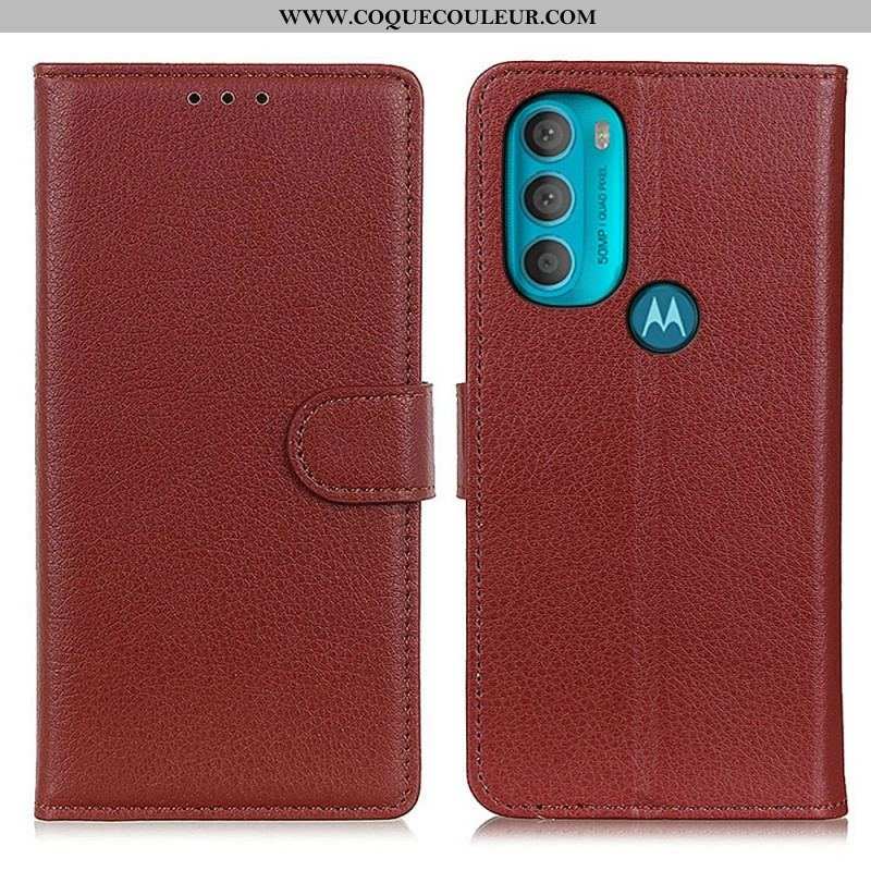 Housse Moto G71 5G Traditionnellement Litchi
