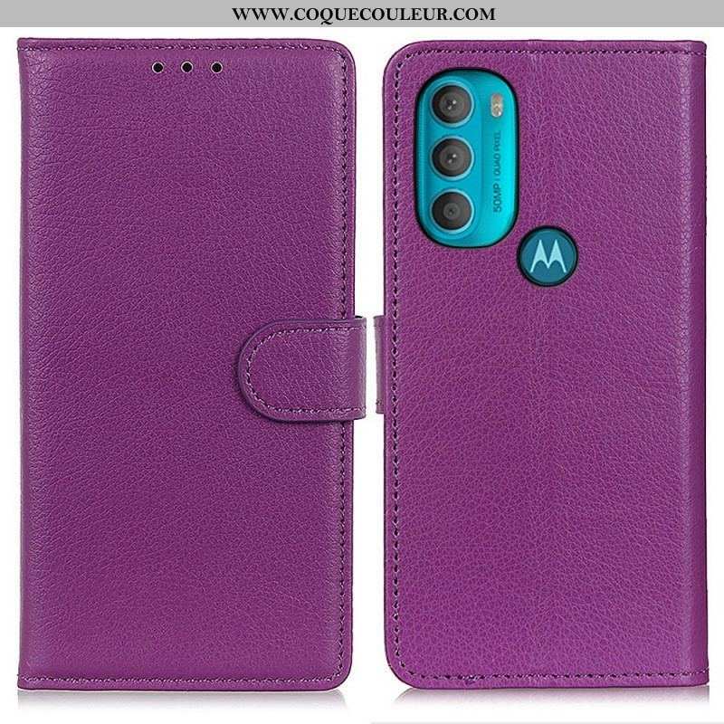 Housse Moto G71 5G Traditionnellement Litchi