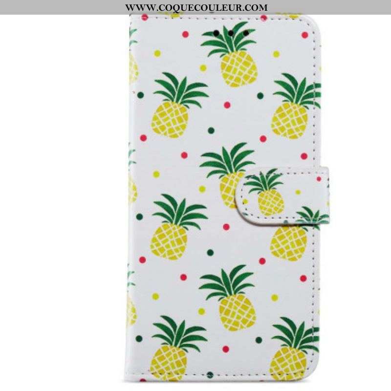 Housse Moto G73 5G Ananas à Lanière