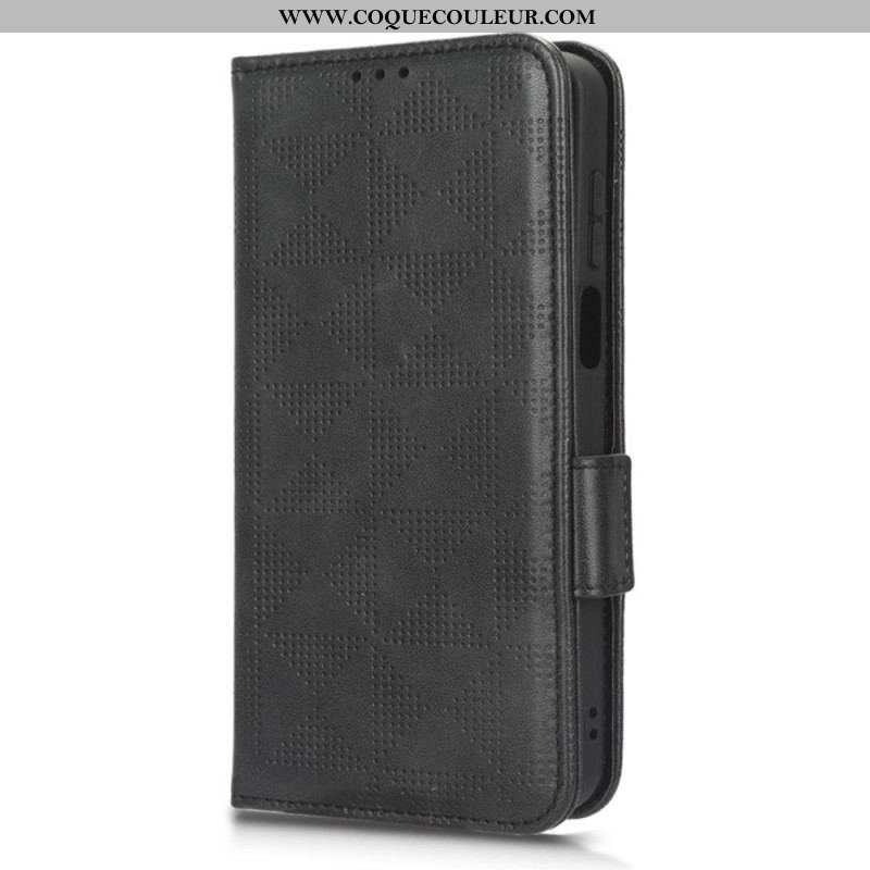 Housse Moto G73 5G Triangles Imprimés avec Lanière
