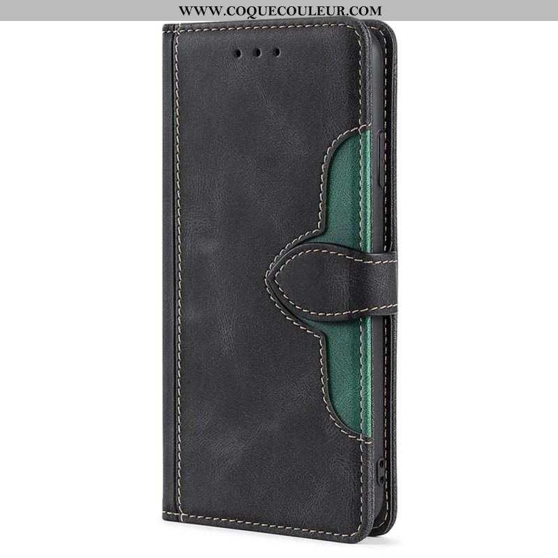 Housse Moto G73 5G Simili Cuir Bicolore Stylish