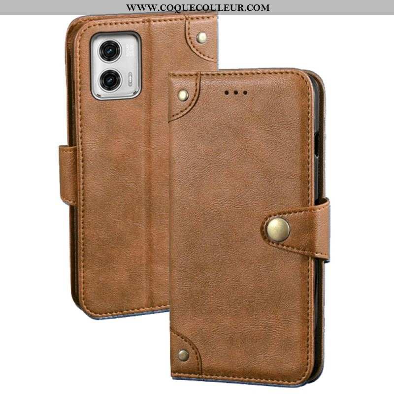 Housse Moto G73 5G Bouton Magnétique IDEWEI