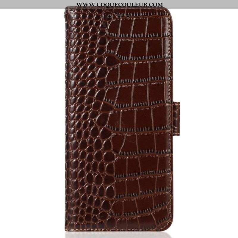 Housse Moto G73 5G Style Crocodile RFID