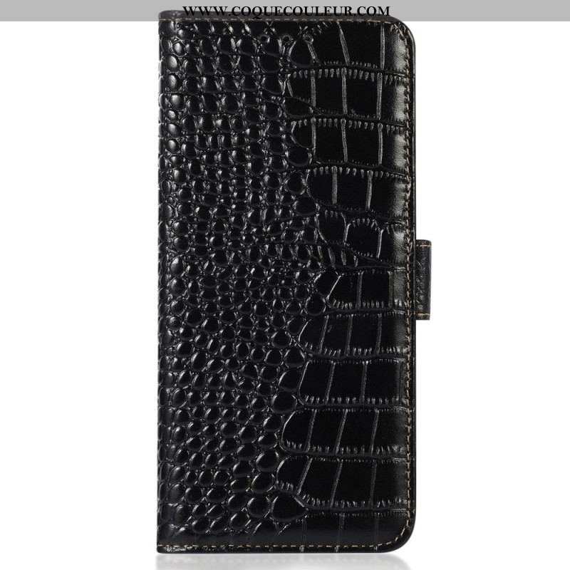 Housse Moto G73 5G Style Crocodile RFID