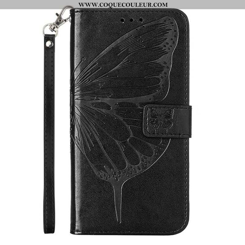 Housse Moto G73 5G Papillon Floral à Lanière